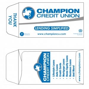 Champion Credit Union Coin Envelope